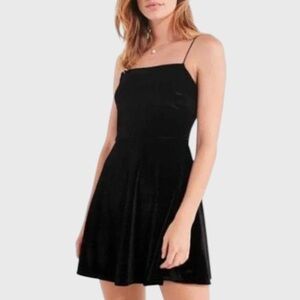 Urban Outfitters Black Noir Velvet Slip Minidress Size Large